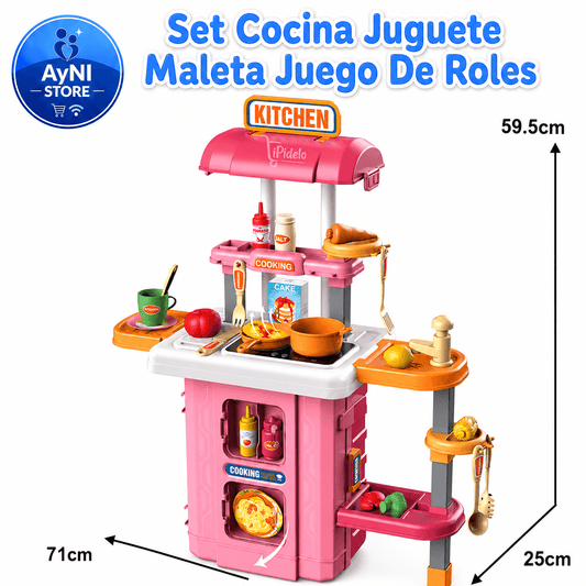 Set Cocina Juguete Maleta Juego De Roles 49 Pz