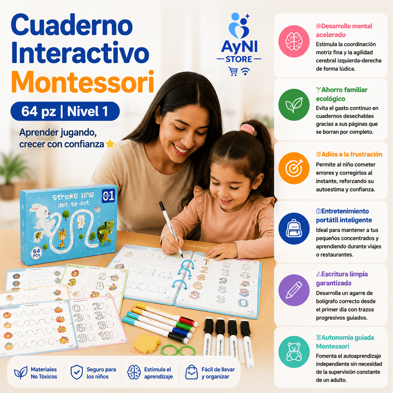 Cuaderno Interactivo Montessori 64 pz Nivel 1