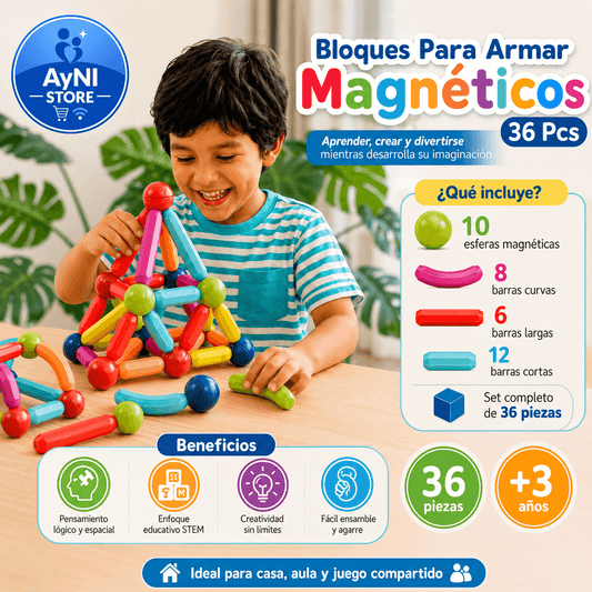 Bloques Educativos Para Armar Magneticos 36 Pcs