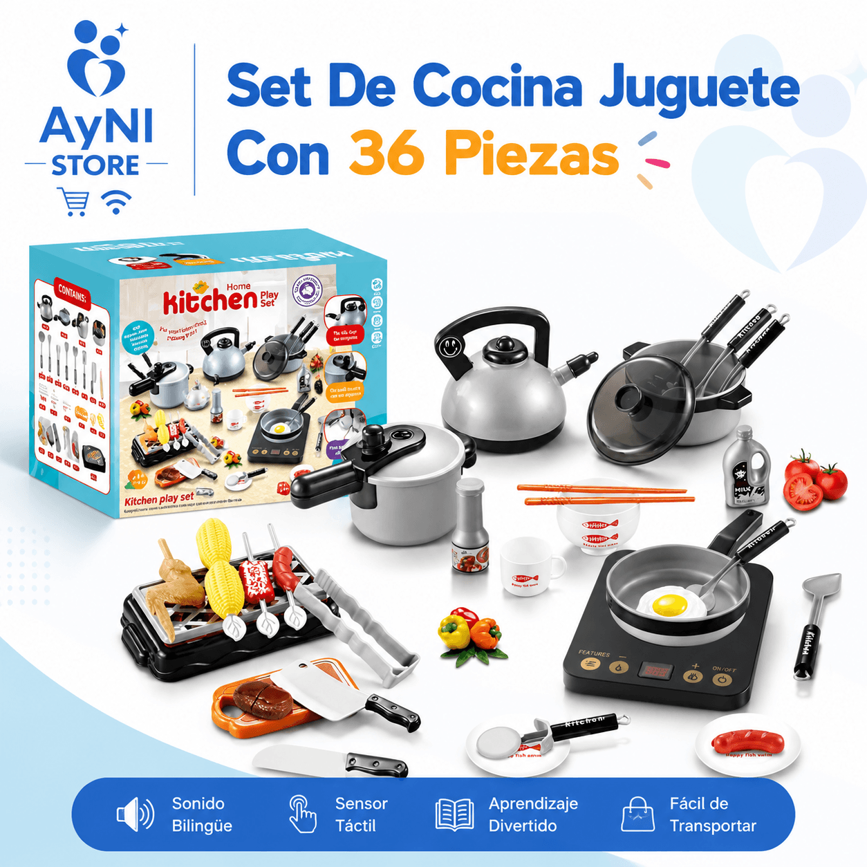 Mini Set De Cocina Juguete Con 36 Piezas