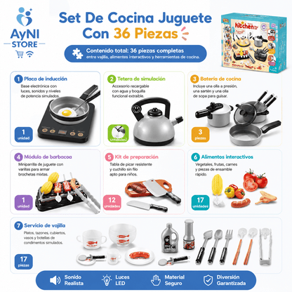 Mini Set De Cocina Juguete Con 36 Piezas