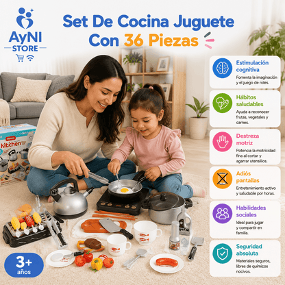 Mini Set De Cocina Juguete Con 36 Piezas