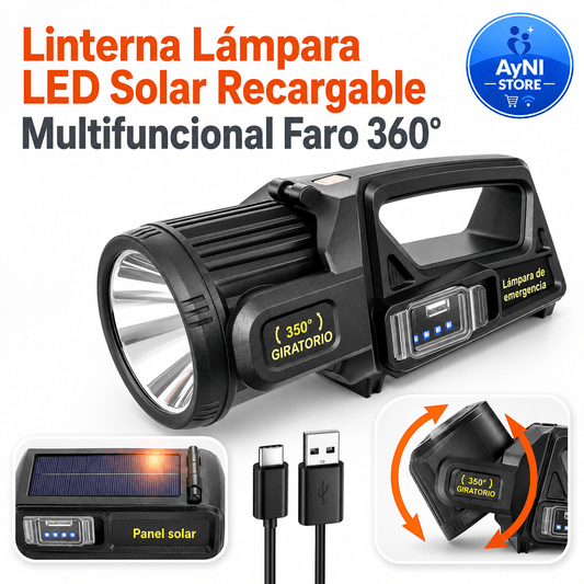 Linterna Lampara Led Solar Recargable Multifuncional Faro 360°