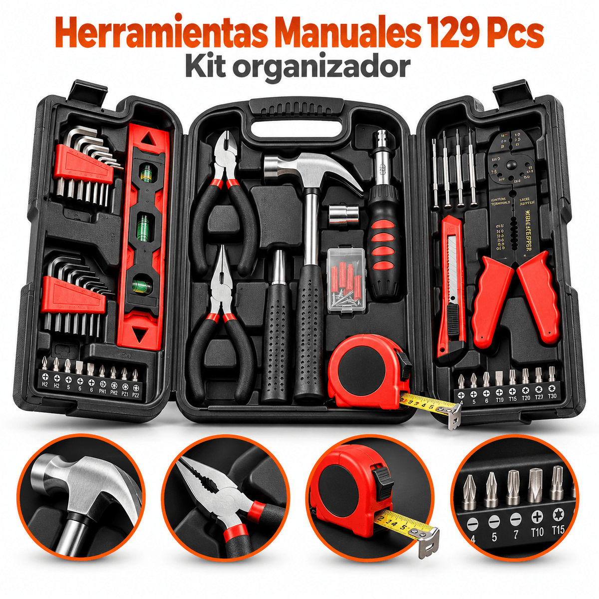 Kit Herramientas Manuales 129 Pcs