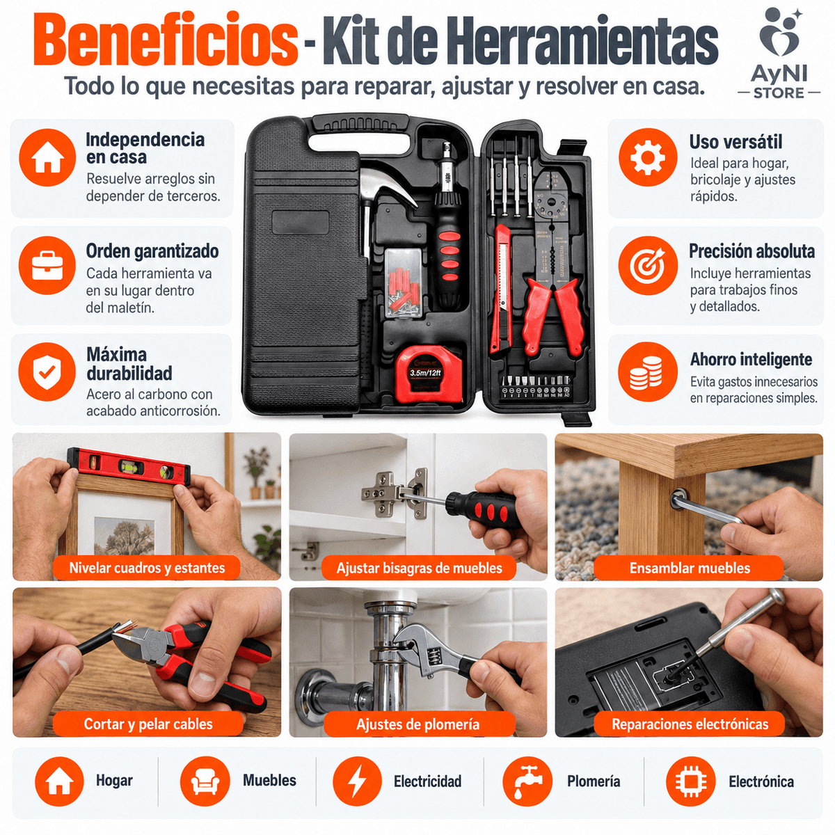 Kit Herramientas Manuales 129 Pcs