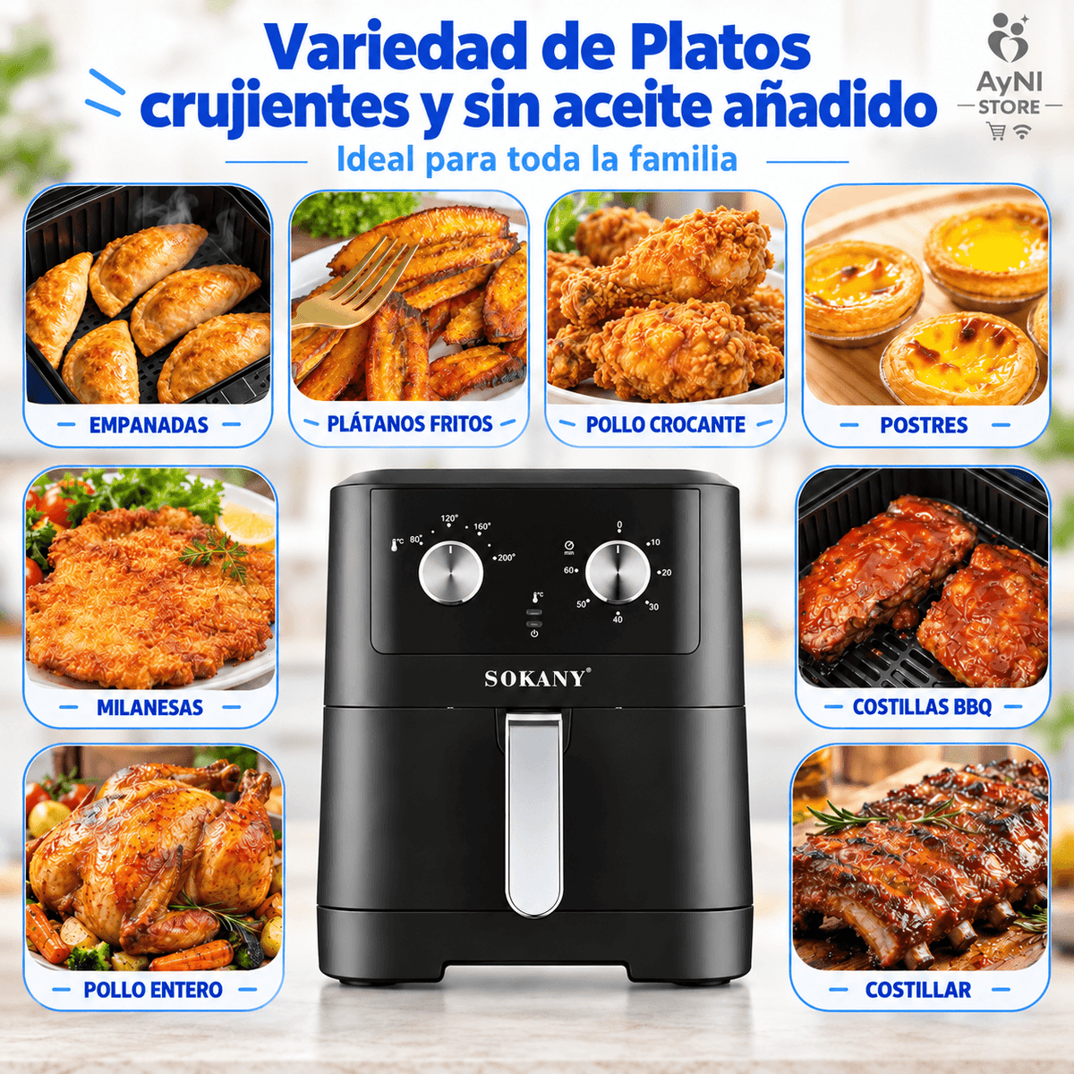 Freidora de Aire, Airfryer Sokany 8 Litros