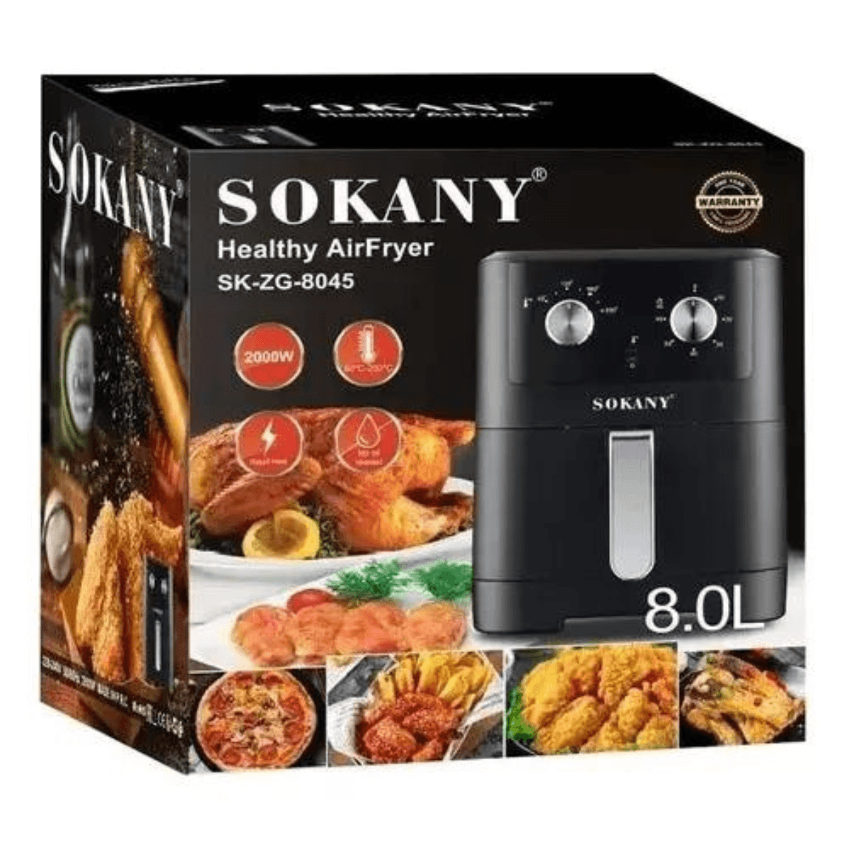 Freidora de Aire, Airfryer Sokany 8 Litros