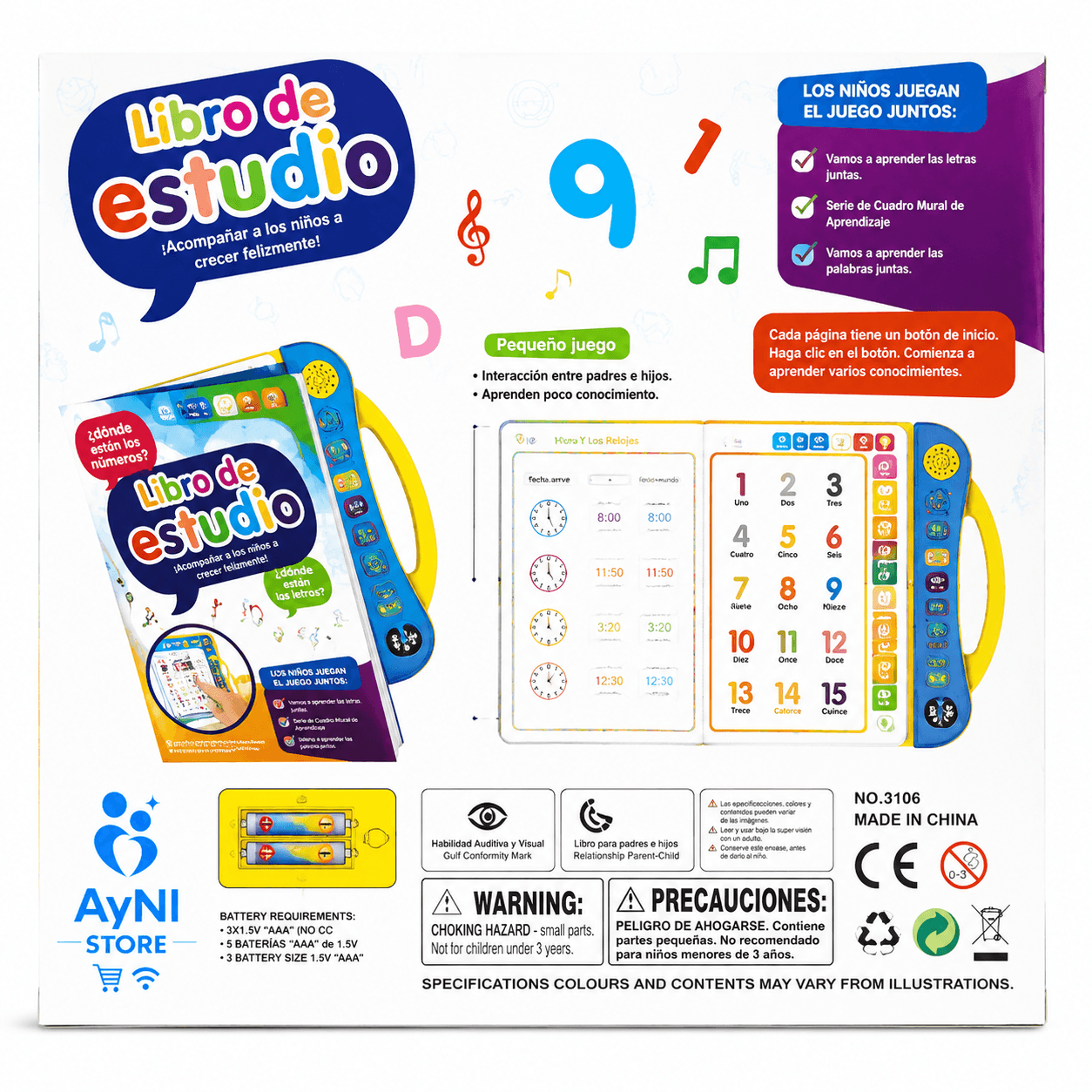 Libro Interactivo Táctil Con Sonido Español e Inglés