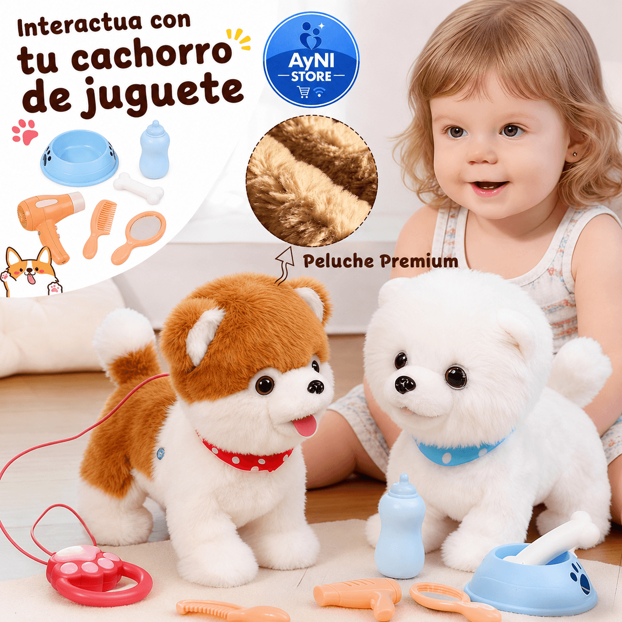 Perro De Peluche Interactivo: 27x17x12cm aprox