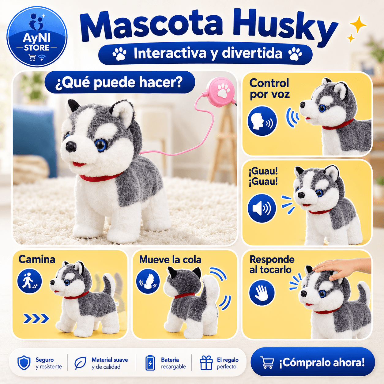 Perro De Peluche Interactivo: 27x17x12cm aprox
