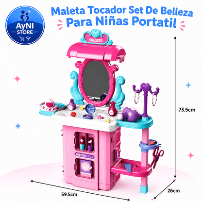 Maleta Tocador Set De Belleza Para Niñas Portátil Juguete 49 Pz