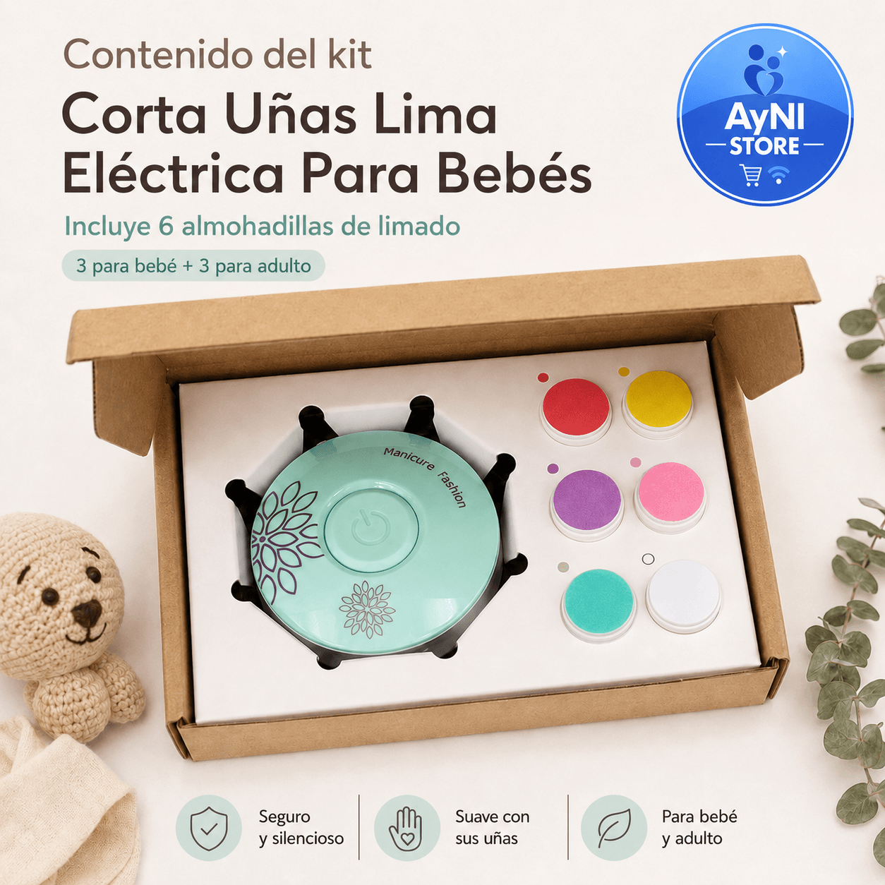 Lima de Uñas Eléctrica Ergonómica para Bebés y Adultos