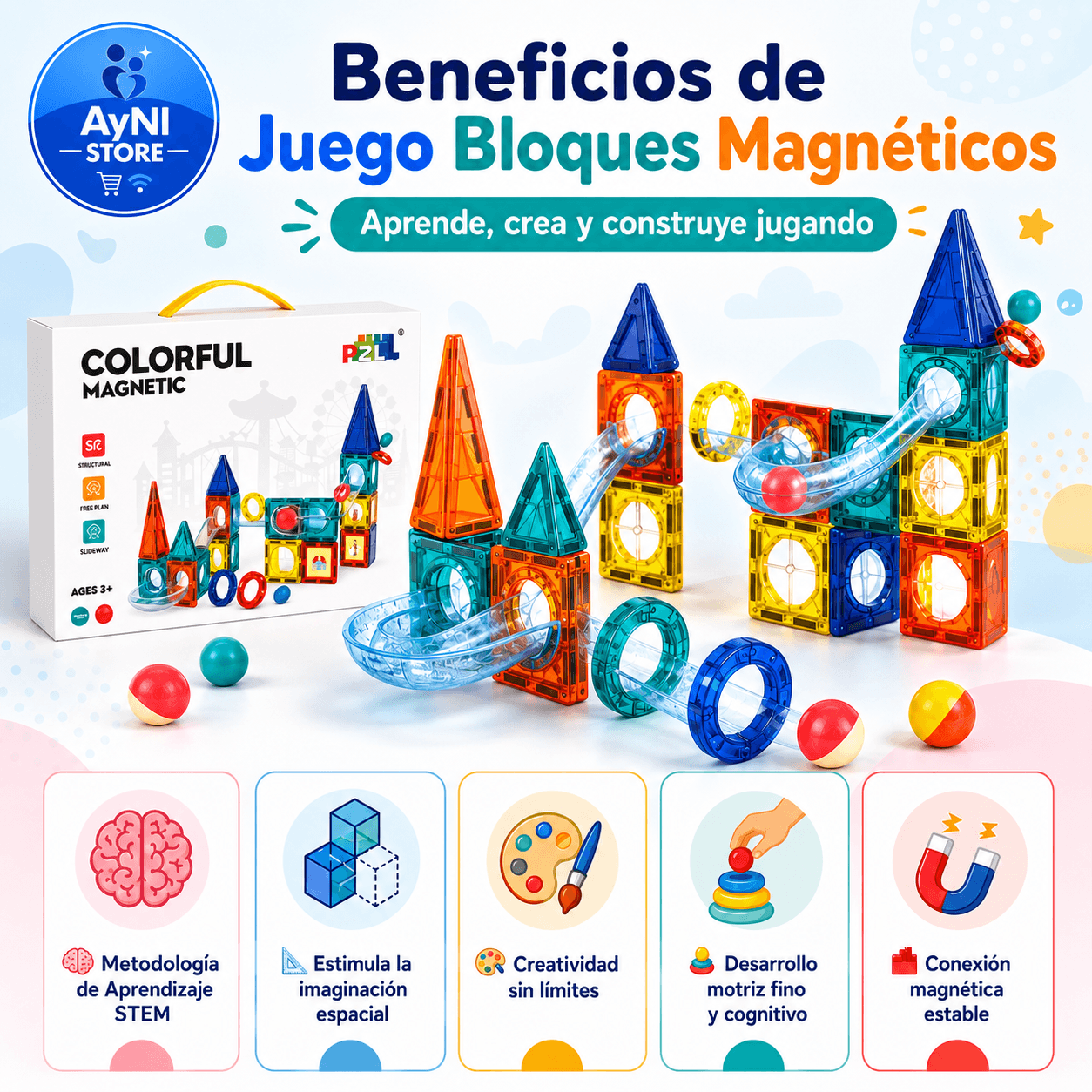 Juego Educativo Bloques Magnéticos Stem 42 Piezas