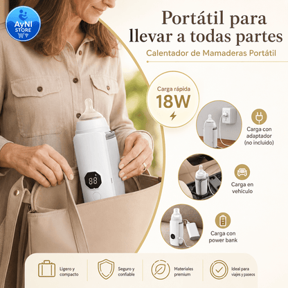 Calentador de Mamaderas Portátil USB Recargable Inalámbrico