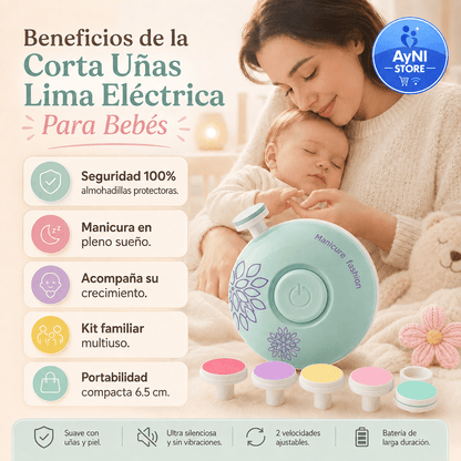 Lima de Uñas Eléctrica Ergonómica para Bebés y Adultos