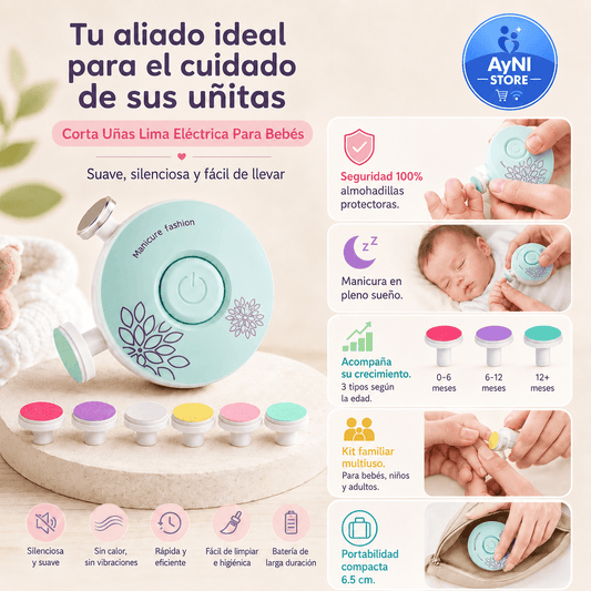 Lima de Uñas Eléctrica Ergonómica para Bebés y Adultos