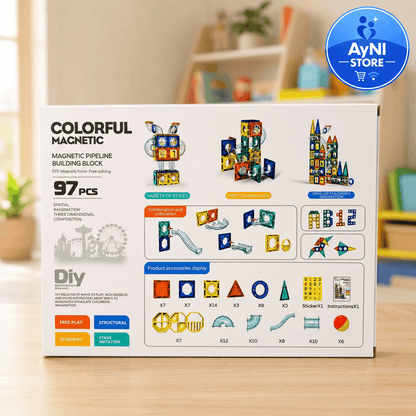 Juego Educativo Bloques Magnéticos Stem 97 Piezas