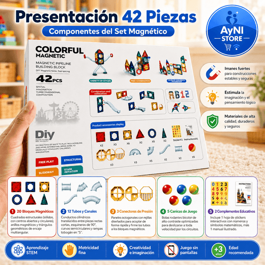 Juego Educativo Bloques Magnéticos Stem 42 Piezas