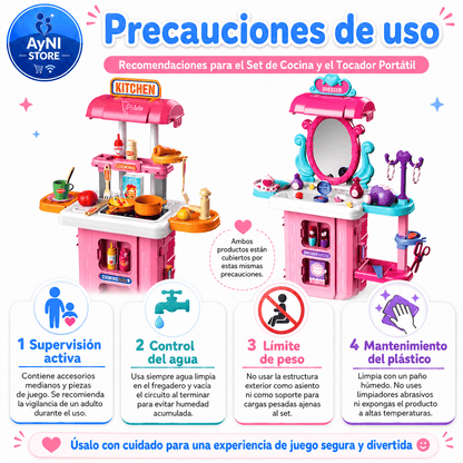 Set Cocina Juguete Maleta Juego De Roles 49 Pz